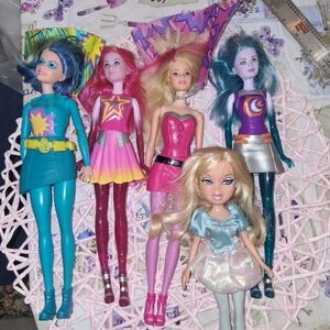 Assorted Super Hero Barbie And Brat Fashion Dolls - Pink, Teal, Purple & Blonde